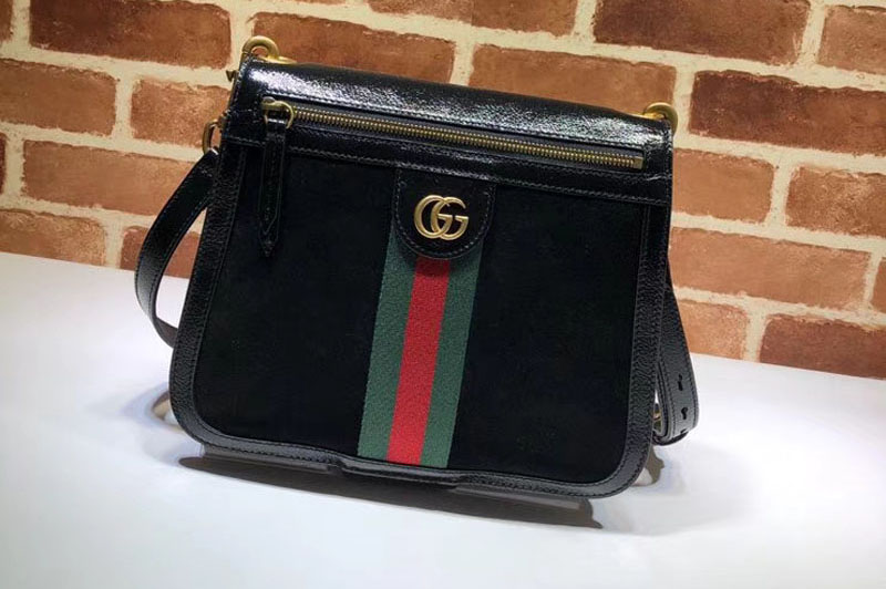Gucci 523658 GG Supreme Suede shoulder bags Black