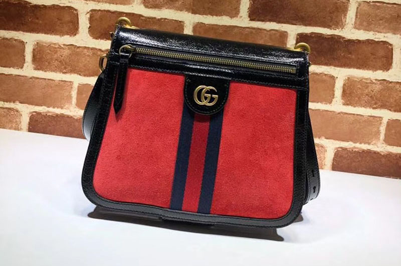 Gucci 523658 GG Supreme Suede shoulder bags Red
