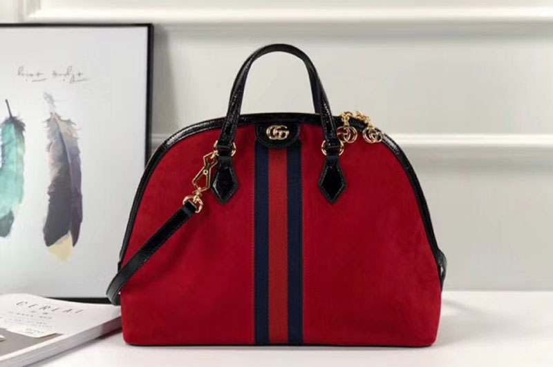 Gucci 524533 Ophidia Suede medium top handle bags Red