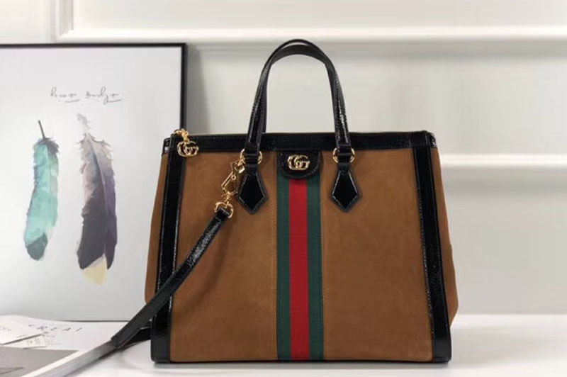 Gucci Ophidia Suede medium top handle bags 524537 Brown