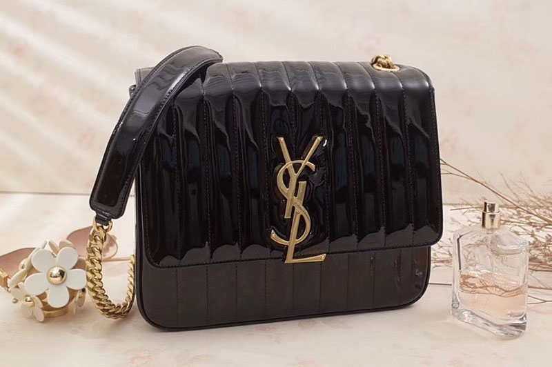 Saint Laurent Large Vicky Bag in Patent Leather 532595 Black