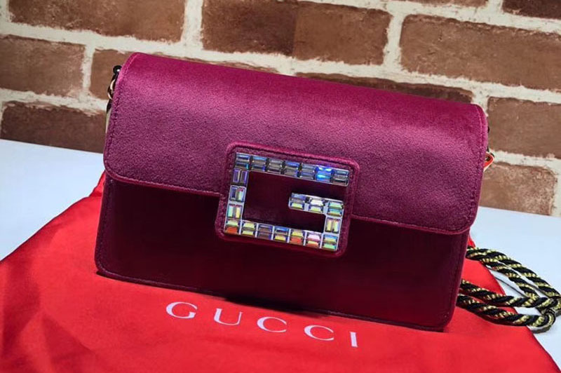 Gucci ‎544242 GG Shoulder bag with Square G Rosy velvet