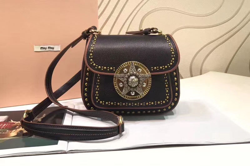 Miu Miu 5BD030 Original Leather Shoulder Bag Black