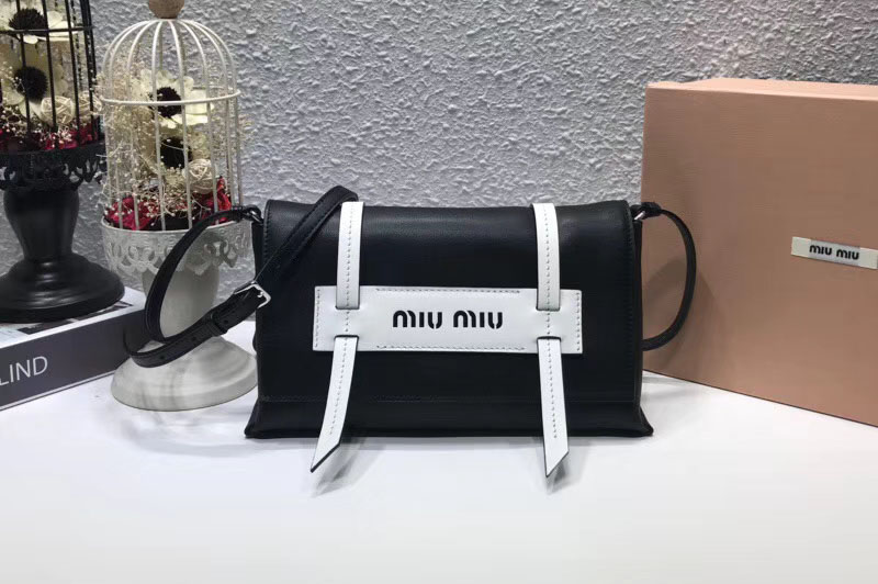 Miu Miu 5BD075 Grace Lux leather shoulder bags Black