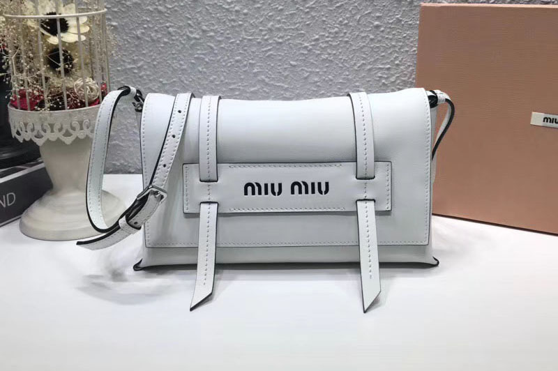 Miu Miu 5BD075 Grace Lux leather shoulder bags White