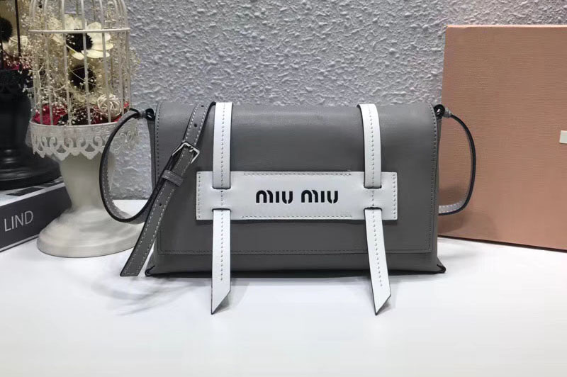 Miu Miu 5BD075 Grace Lux leather shoulder bags Gray