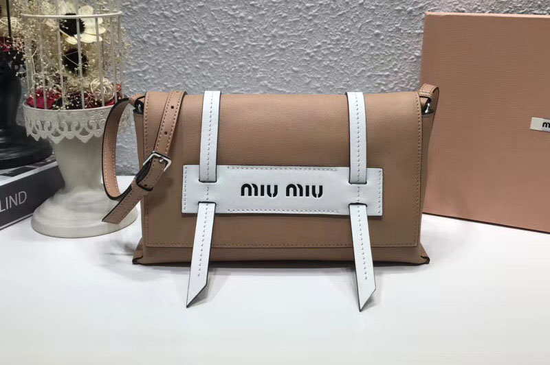 Miu Miu 5BD075 Grace Lux leather shoulder bags Apricot
