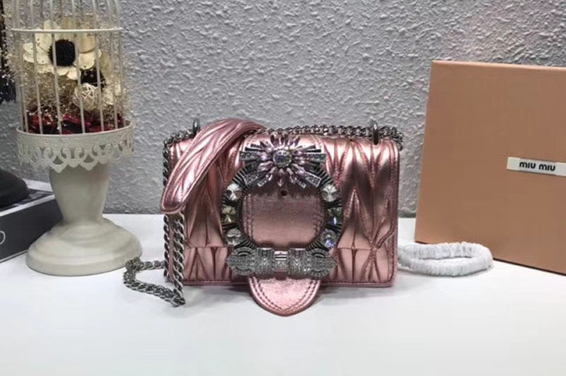 Miu Miu 5BD084 Matelasse Leather Shoulder Bags Pink
