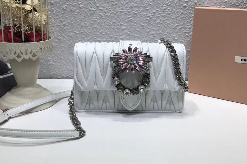 Miu Miu 5BH077 Matelassse Nappa Leather Bags White