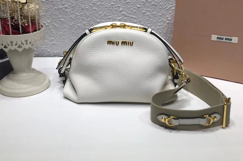 Miu Miu 5BH092 Phenix Calf Leather Shoulder Bags White