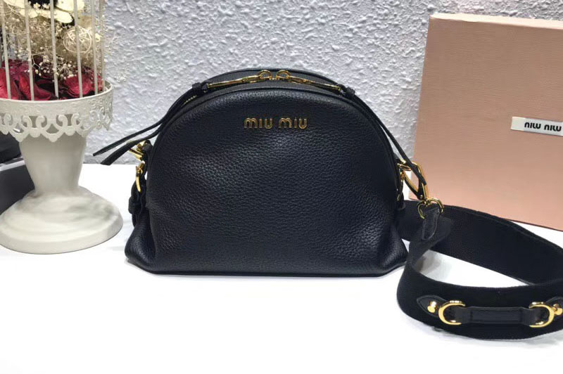 Miu Miu 5BH092 Phenix Calf Leather Shoulder Bags Black