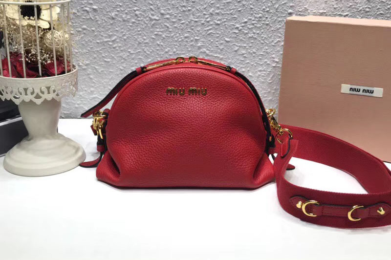 Miu Miu 5BH092 Phenix Calf Leather Shoulder Bags Red