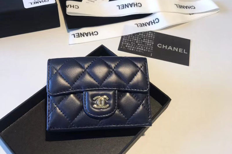 CC Tri-Fold Wallet Cannage SheepSkin Leather A48981 Blue