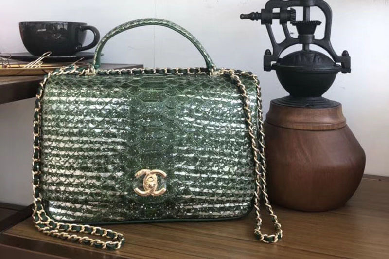 CC Original Python Leather Shoulder Bag A57043 Green