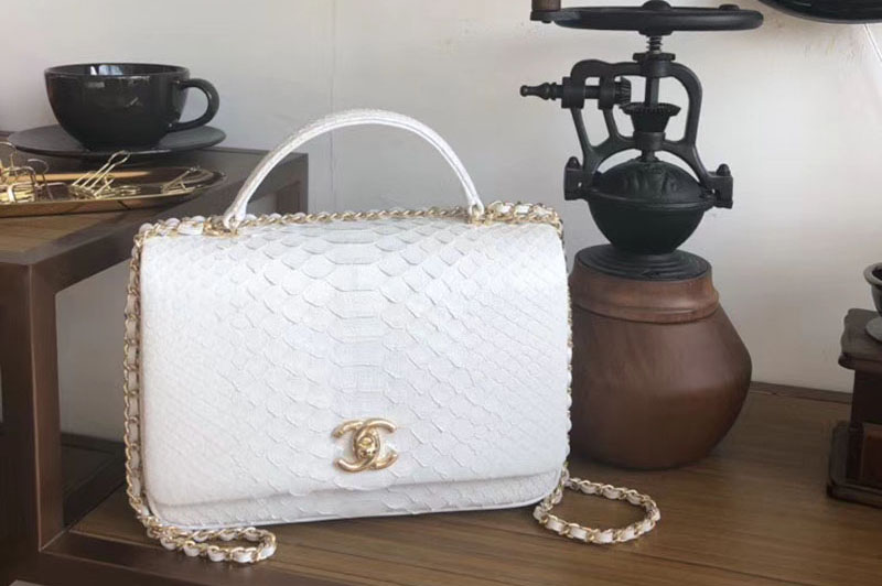 CC Original Python Leather Shoulder Bag A57043 White