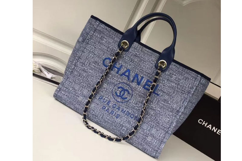 CC Original Canvas Leather Tote Shopping Bags 92298 Blue