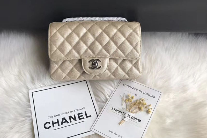 CC Original Caviar Leather Flap cross-body bags CF1116 Beige Silver Chain