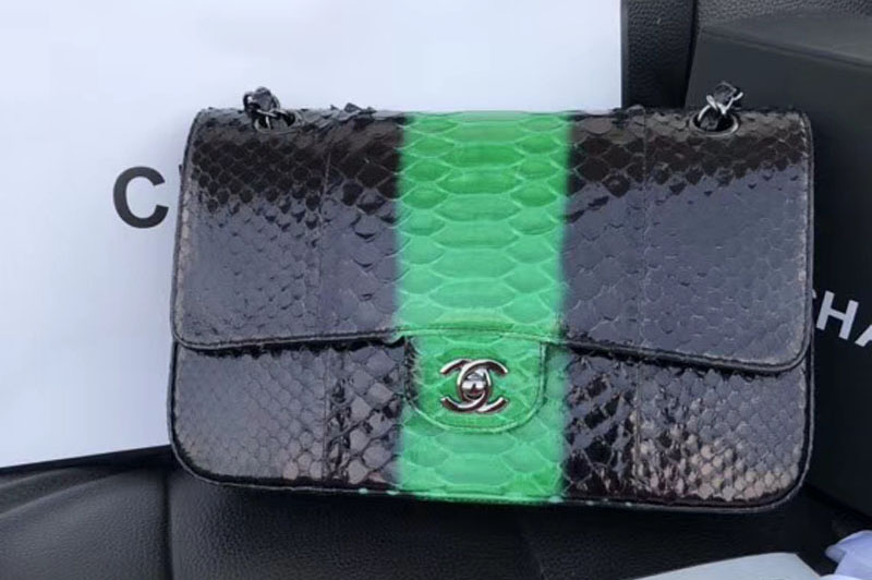 CC Original Python Leather Shoulder Bags CF1112 Black&Green