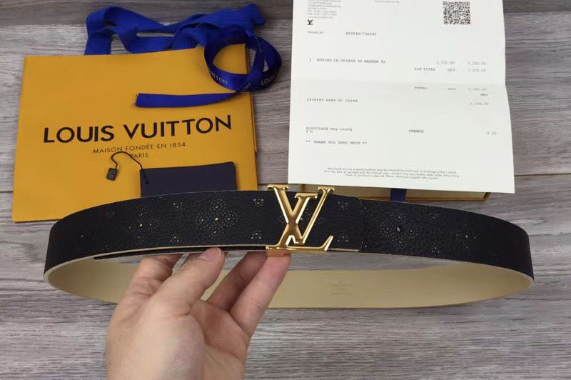 Louis Vuitton M0008U LV Iconic 35MM Taurillon Leather Belts Gold Buckle