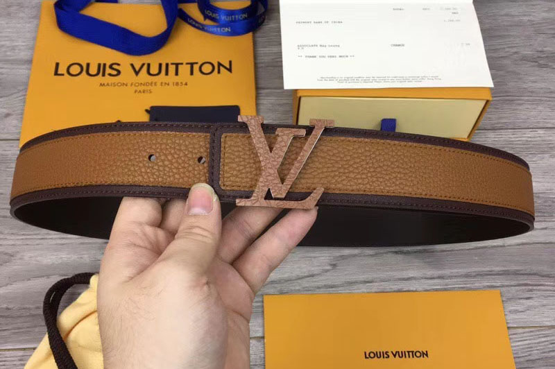 Louis Vuitton M0031U LV Covered 40mm Belt Taurillon Leather Brown
