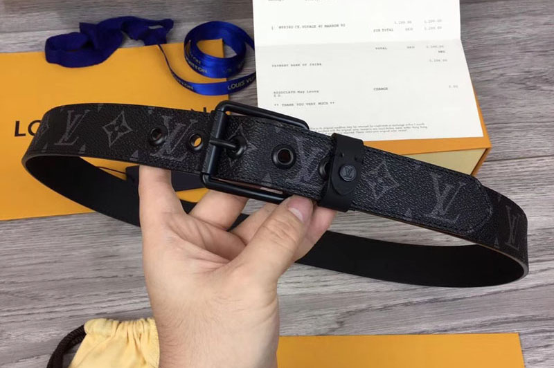 Louis Vuitton M0043T Voyager 35mm belt Monogram eclipse Canvas