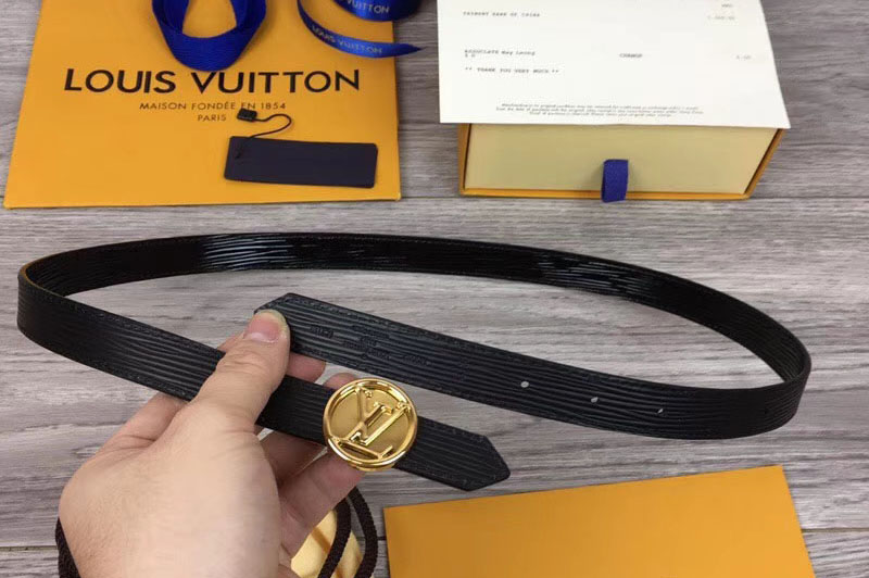 Louis Vuitton M0052V Womens LV Circle 20mm Reversible Belt Epi Leather Gold Buckle