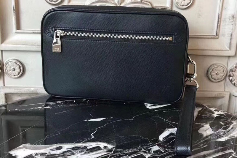 Louis Vuitton M33424 LV Kasai Clutch Taiga Leather Bags Black
