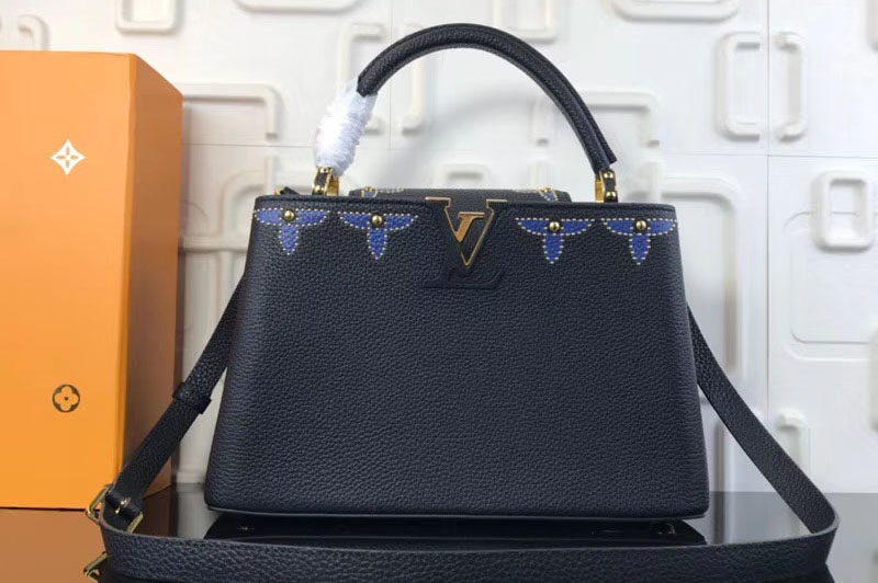 Louis Vuitton M42253 LV Taurillon Leather Capucines PM Bags Black