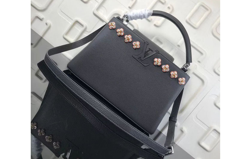 Louis Vuitton M54264 LV Taurillon Leather Capucines PM Bags Black