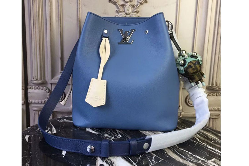 Louis Vuitton M51413 Lockme Bucket Soft Calfskin Bags Blue