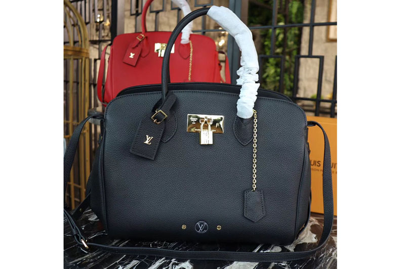 Louis Vuitton M54348 LV Veau Nuage Leather Milla MM Bags Black