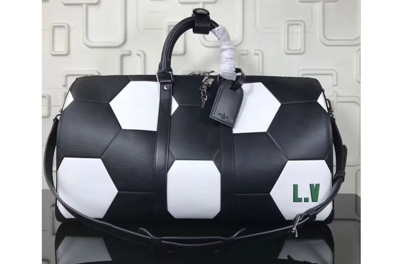 Louis Vuitton M52187 LV Epi Leather Keepall Bandouliere 50 Travel Bags Black