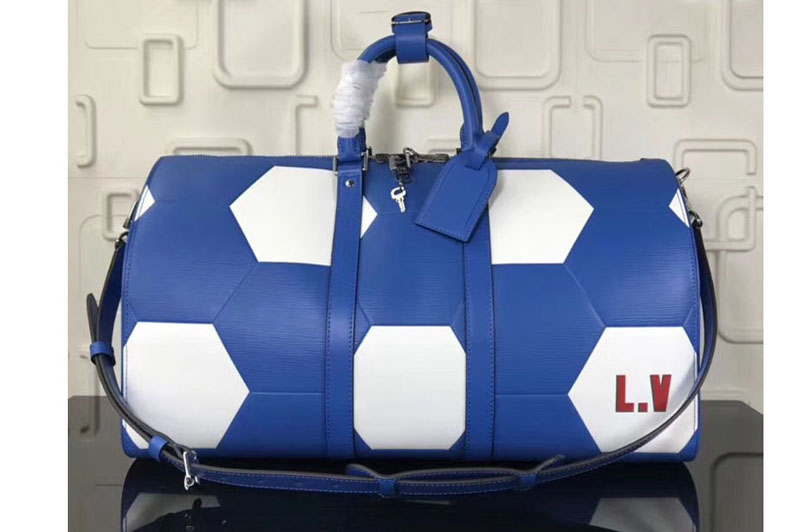 Louis Vuitton M52187 LV Epi Leather Keepall Bandouliere 50 Travel Bags Blue