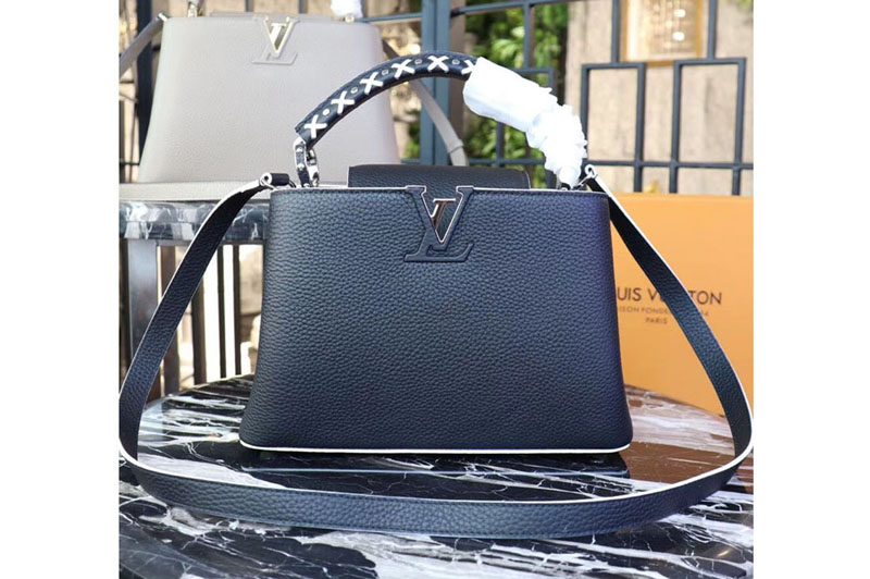 Louis Vuitton M52389 LV Taurillon Leather Capucines PM Bags Black