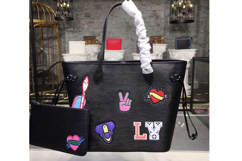 Louis Vuitton M52729 LV Neverfull MM Epi Leather Bags Black