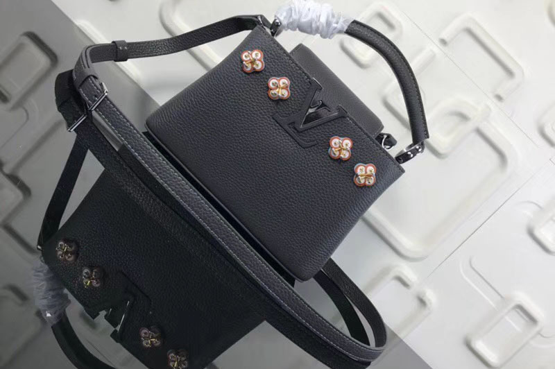 Louis Vuitton M54336 Taurillon Leather Capucines Mini Bags Black