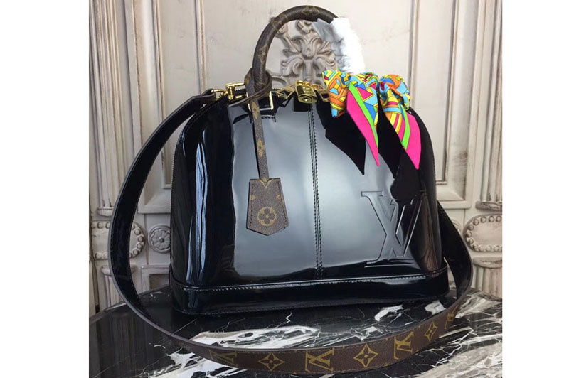 Louis Vuitton M54395 Alma PM Patent Leather Bags Black