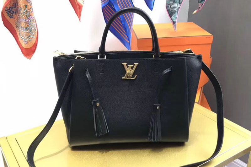 Louis Vuitton M54569 LV lockmeto Lockme Soft calf leather Tote Bags Black