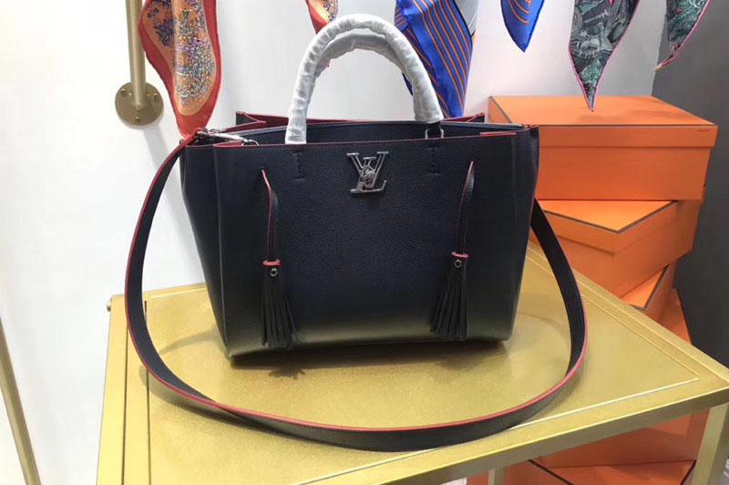 Louis Vuitton M54571 LV lockmeto Lockme Soft calf leather Tote Bags Marine Rouge