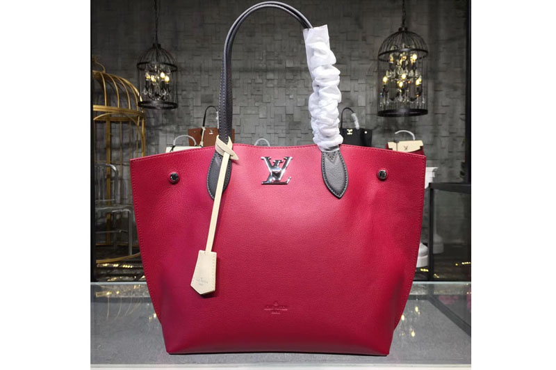 Louis Vuitton M55028 LV Lockme Cabas Bags Soft calfskin Leather Red