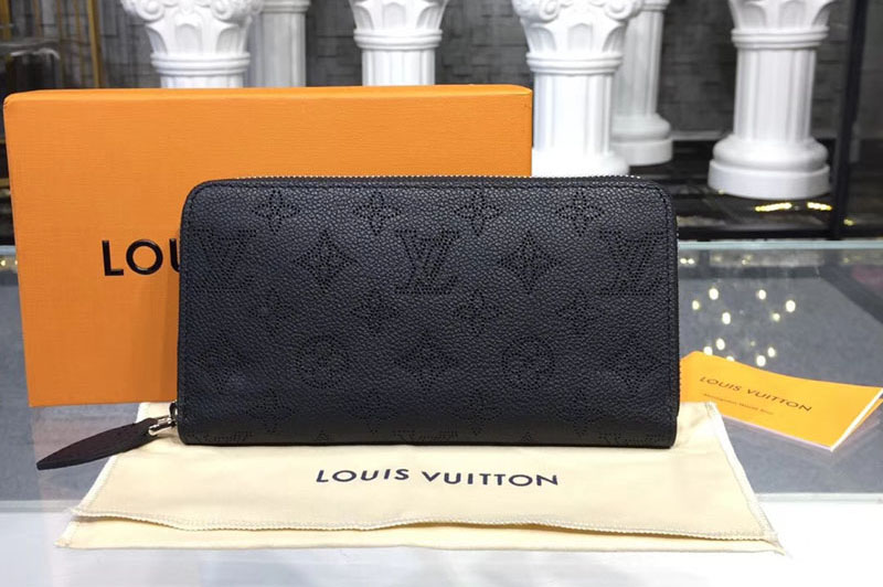 Louis Vuitton M61867 LV Mahina Leahter Zippy Wallet Black