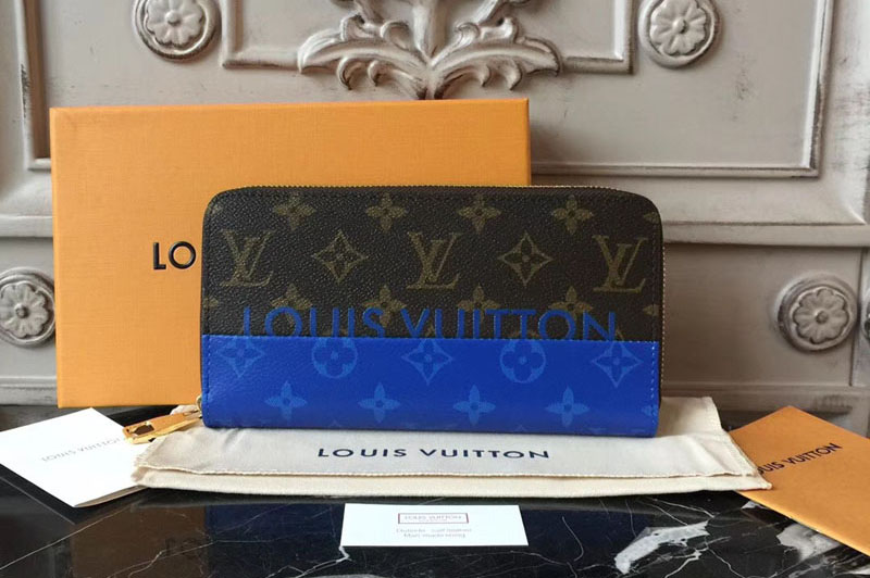 Louis Vuitton Monogram Blue Canvas Zippy Wallet M60017
