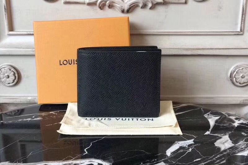 Louis Vuitton M62045 taiga Leather Amerigo Wallet Black