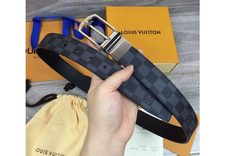 Louis Vuitton M6067S LV Pont Neuf 35mm Belts Damier Cobalt Canvas Silver Buckle