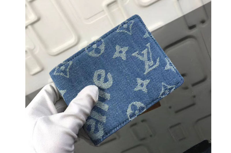 Louis Vuitton M60895 LV Monogram Denim Multiple Wallet Blue