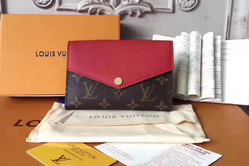 Louis Vuitton M60140 LV Pallas Compact Wallet Monogram Canvas Red