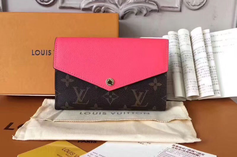 Louis Vuitton M60140 LV Pallas Compact Wallet Monogram Canvas Rosy