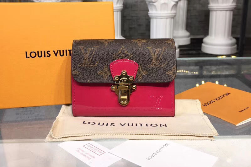 Louis Vuitton M61911 LV Cherrywood Compact Wallet Patent Leather Rosy