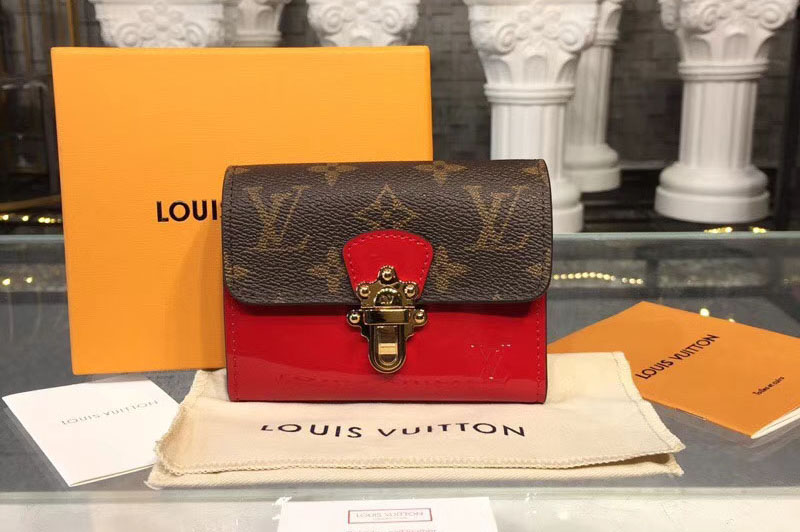 Louis Vuitton M61911 LV Cherrywood Compact Wallet Patent Leather Red
