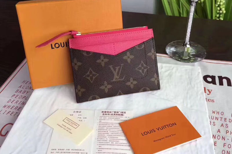 Louis Vuitton M62257 LV Zipped Card Holder Monogram Canvas Rosy